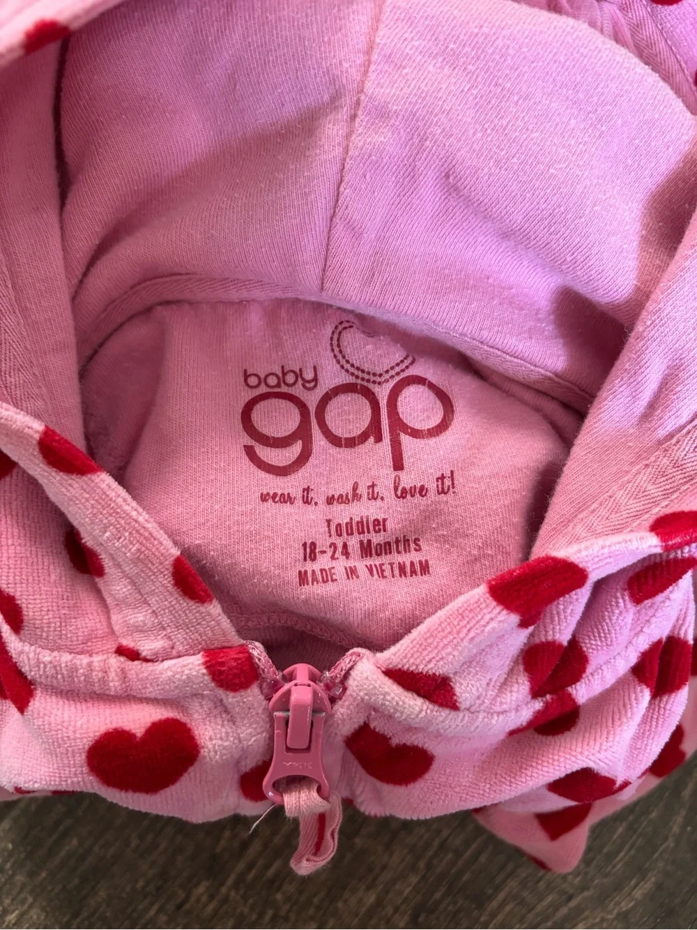 GAP / Baby Gap Heart Pink Red Hoodie Hooded Velour Dress Jennifer’s Body